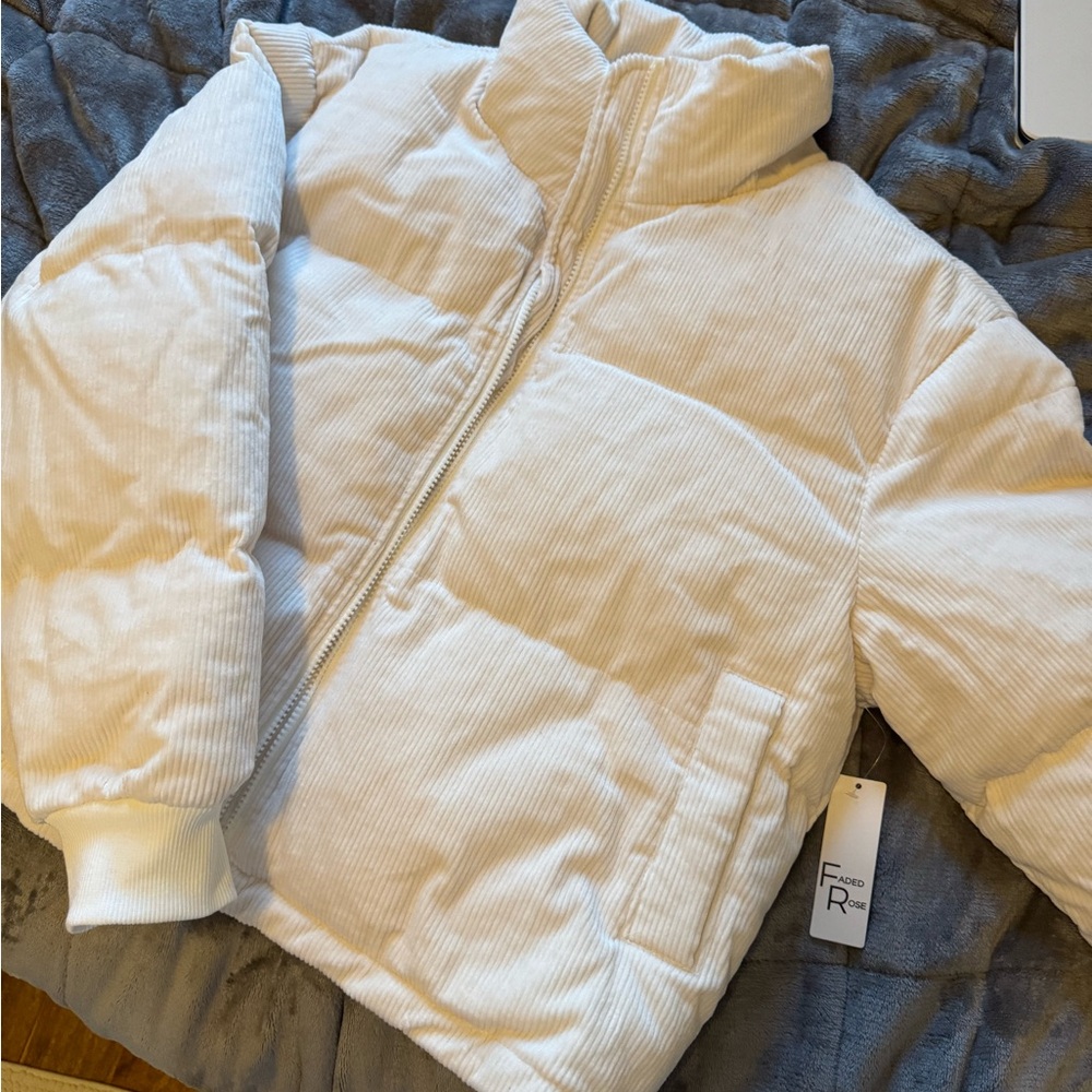FADED R Cream Corduroy Puffer Jacket - Women's Puff Coat